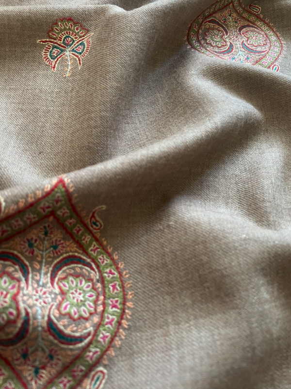 Butidar Sozni Hand Embroidered Natural Coloured Shawl